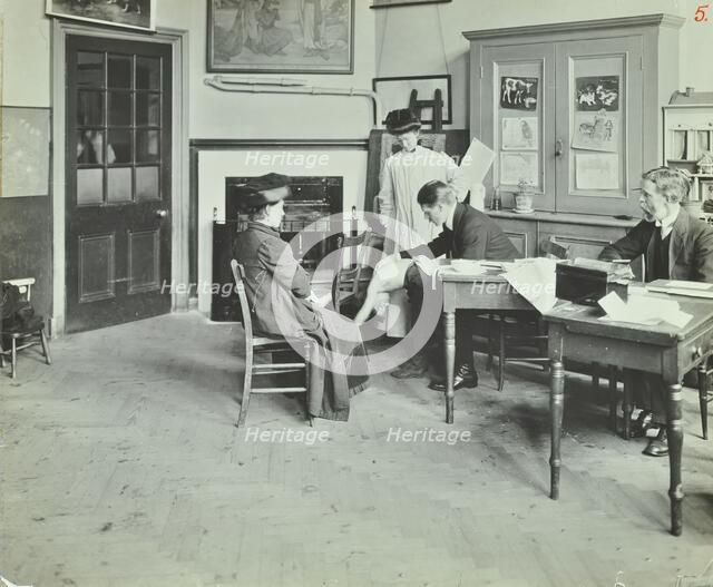Medical examination, Holland Street School, London, 1911. Artist: Unknown.