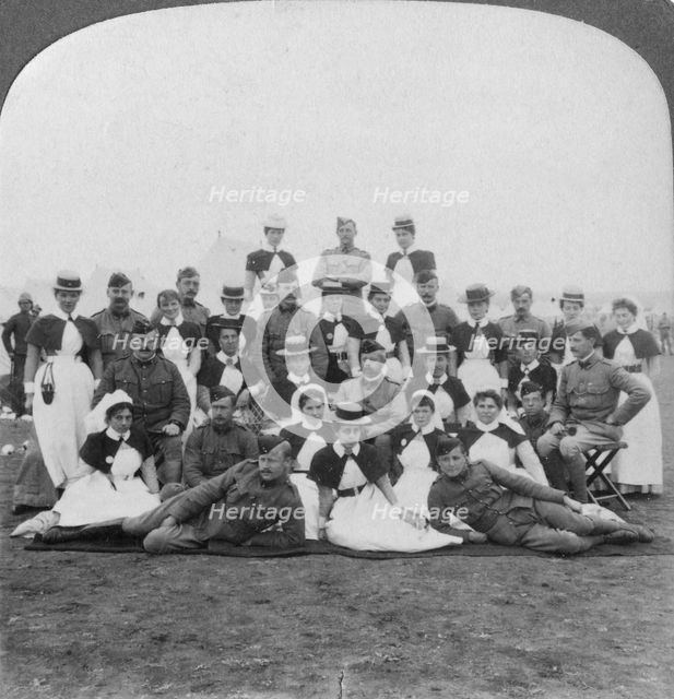 Medical staff and nurses of general hospital No 9, Bloemfontein, South Africa, Boer War, 1901. Artist: Underwood & Underwood