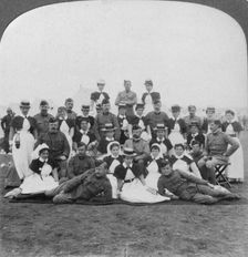Medical staff and nurses of general hospital No 9, Bloemfontein, South Africa, Boer War, 1901. Artist: Underwood & Underwood