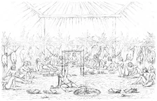Medicine man and teepee interior, 1841.Artist: Myers and Co