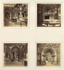 [Medieval Court; The Walsingham Font; Entrance to English Medieval Court], ca. 1859. Creator: Attributed to Philip Henry Delamotte