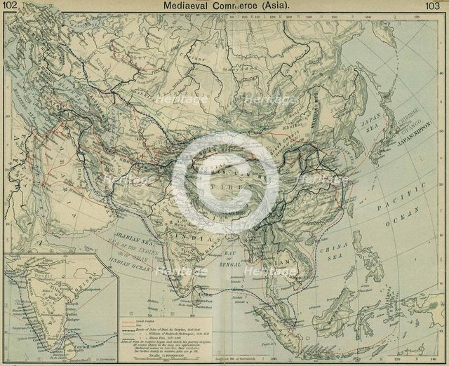 Medieval Commerce (Asia). From The Historical Atlas. Artist: Shepherd, William Robert (1871-1934)