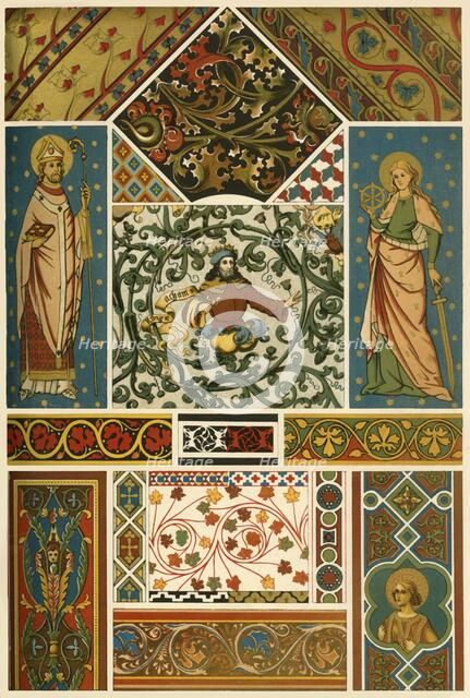 Medieval ceiling and wall painting, (1898). Creator: Unknown.