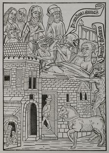 Medieval allegory of the temptation to avarice..., 1415, (1877). Creator: Unknown