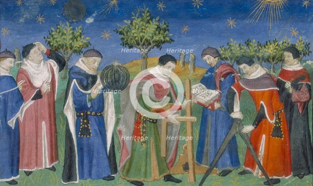 Medieval astrologers and surveyors at work, 15th century.  Creator: Unknown.