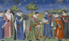 Medieval astrologers and surveyors at work, 15th century. Creator: Unknown