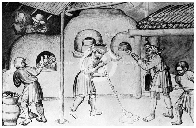 Medieval glassworks, c1300 (1956). Artist: Unknown