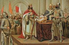 Medieval legend of the Oath of Santa Gadea, 11th century, (1889). Creator: Unknown