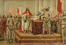 Medieval legend of the Oath of Santa Gadea, 11th century, (1889). Creator: Unknown