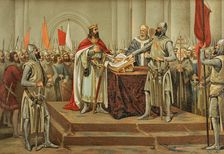 Medieval legend of the Oath of Santa Gadea, 11th century, (1889). Creator: Unknown