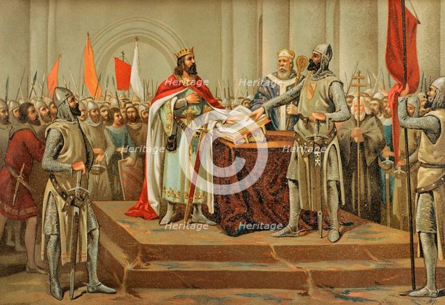 Medieval legend of the Oath of Santa Gadea, 11th century, (1889).  Creator: Unknown.