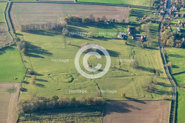 Medieval moated site, ridge and furrow and other earthworks, Etton, East Riding of Yorkshire, 2023. Creator: Robyn Andrews.