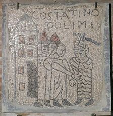 Medieval mosaic of the sack of Constantinople, 5th century
