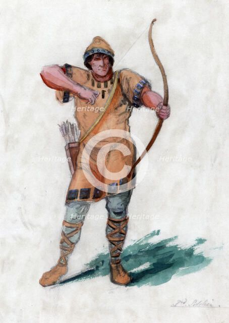 Medieval man with a bow. Artist: Unknown