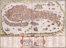 Medieval map of Venice, Italy, c1580. Creator: Unknown