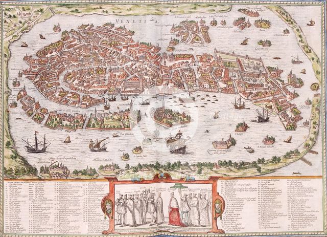 Medieval map of Venice, Italy, c1580.  Creator: Unknown.