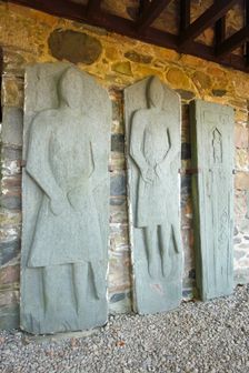 Medieval stone grave slabs, Kilberry, Argyll and Bute, Scotland. Creator: Peter Thompson