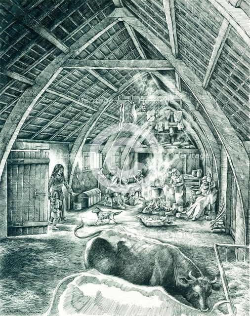 Medieval peasant house, c13th-15th century, (c1980-2010). Artist: Peter Dunn.