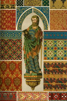 Medieval weaving, embroidery, enamel and painted sculpture, (1898). Creator: Unknown