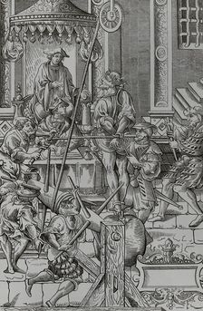 Medieval torture scene: The Estrapade, or Question Extraordinary, 1541, (1878). Creator: Unknown