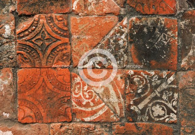 Medieval tiles, Wenlock Priory, Much Wenlock, Shropshire, 2017. Creator: James O Davies.