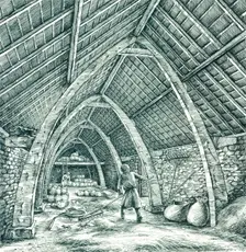 Medieval vicarage barn, Wharram Percy, North Yorkshire, c1988-c2005. Artist: Peter Dunn