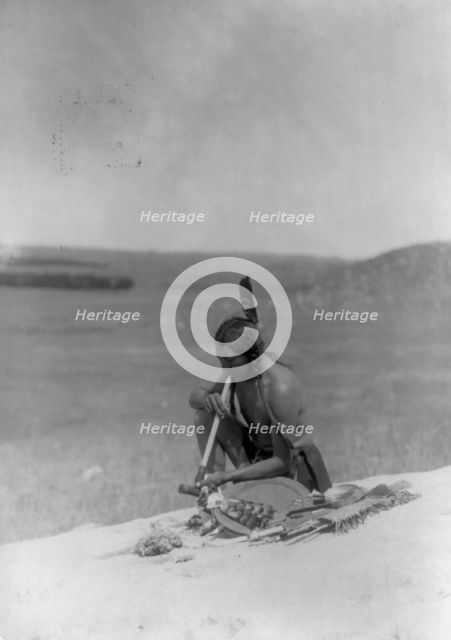 Meditation (Cheyenne River Medicine Rock), 1907, c1907. Creator: Edward Sheriff Curtis.
