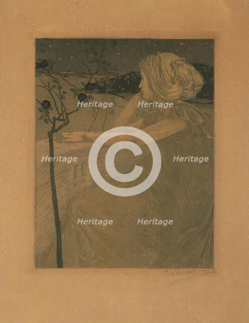 Meditation (On the Balcony), 1899-1900. Creator: Preissig, Vojtech (1873-1944).