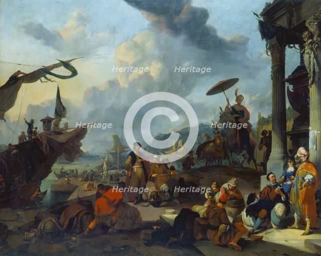 Mediterranean Harbour Scene, 1669. Creator: Johannes Lingelbach.