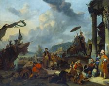 Mediterranean Harbour Scene, 1669. Creator: Johannes Lingelbach