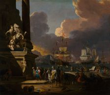 Mediterranean harbour scene, c1680s. Creator: Johann Georg Stuhr