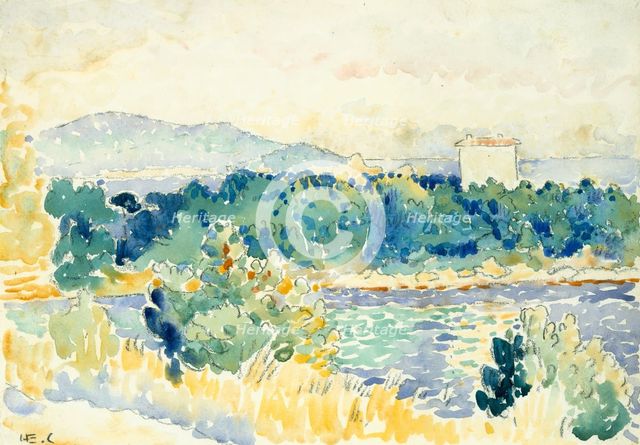 Mediterranean Landscape with a White House, 1900-1905. Creator: Henri-Edmond Cross.