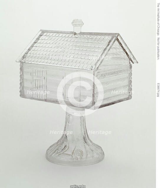 Medium Covered Compote in Log Cabin Pattern on Pedestal, 1875/96. Creator: Central Glass Company.