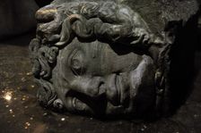 Medusa column base, Basilica Cistern (6th century), Istanbul, Turkey. Creator: LTL