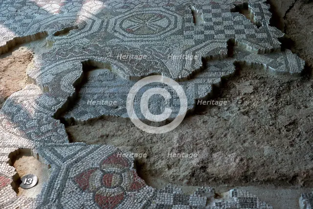 Medusa-head mosaic from Fishbourne Roman palace. Artist: Unknown