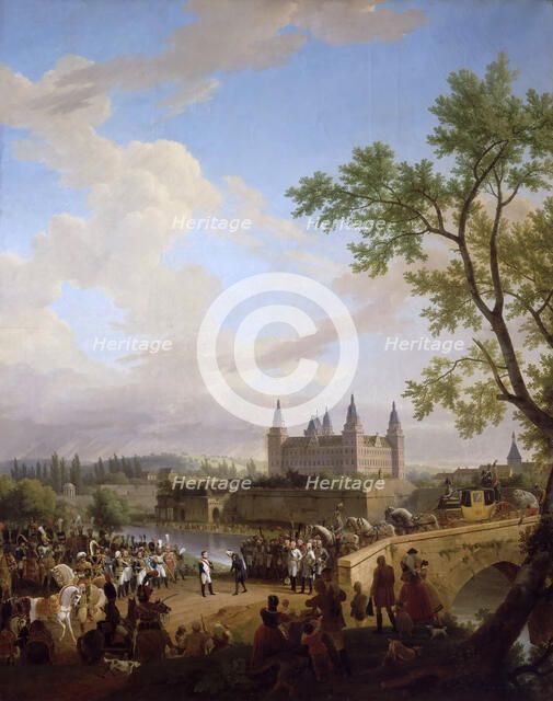 Meeting between Napoleon and Baron Karl von Dalberg at Aschaffenburg, 2 October, 1806. Artist: Bourgeois du Castelet, Florent Fidèle Constant (1767-1841)