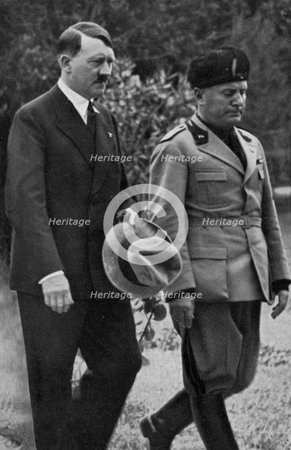 Meeting between Hitler and Mussolini, 1934. Artist: Unknown