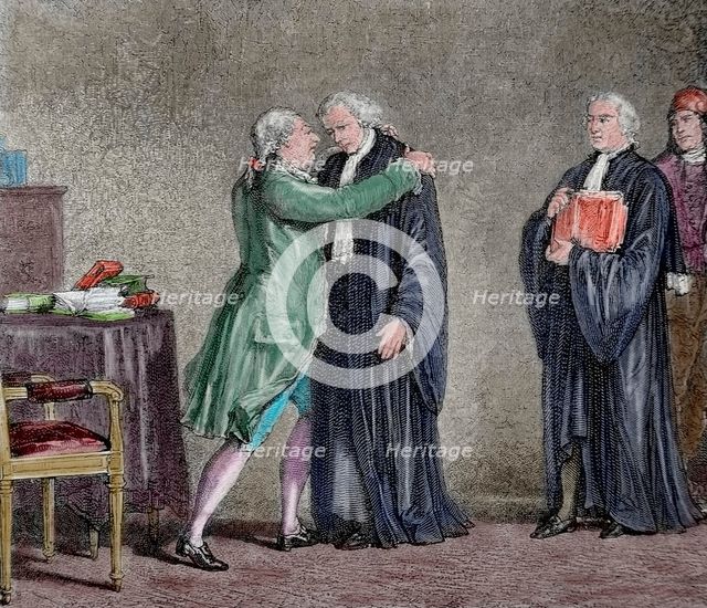 Meeting between Louis XVI and the Minister Lamoignon-Malesherbes, (19th century).  Creator: Blanpain.