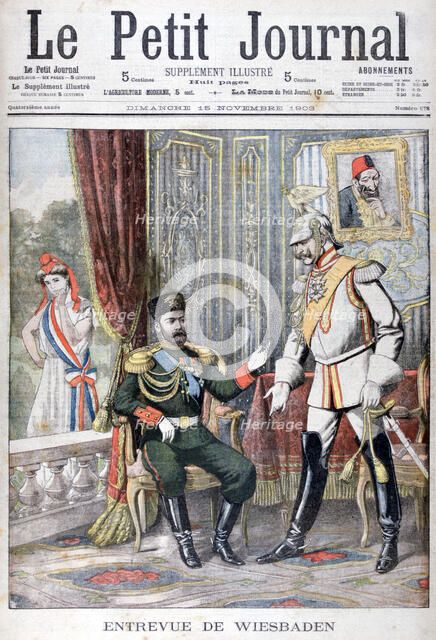 Meeting between Tsar Nicholas II and Kaiser Wilhelm II, Wiesbaden, Germany, 1903. Artist: Unknown