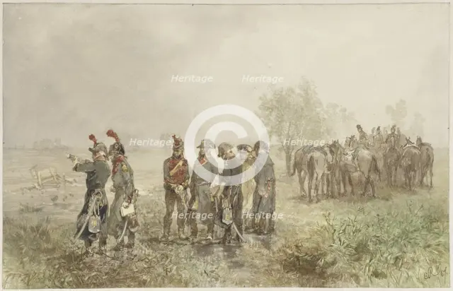 Meeting French officers in Holland, 1793, 1867. Creator: Charles Rochussen.
