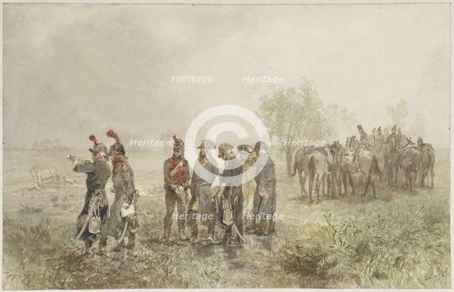 Meeting French officers in Holland, 1793, 1867. Creator: Charles Rochussen.