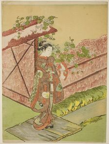 Meeting her Lover (parody of the Yugao chapter of "Tale of Genji"), c. 1766. Creator: Suzuki Harunobu