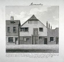 Meeting-house of St Mary Magdalen in the Court Yard, Bermondsey Square, London, c1828. Artist: John Chessell Buckler