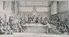 Meeting in the Guildhall Council Chamber, City of London, 1750. Artist: Hubert Francois Gravelot