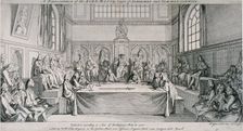 Meeting in the Guildhall Council Chamber, City of London, 1750. Artist: Hubert Francois Gravelot