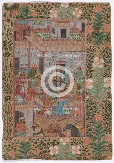 Meeting-men in three "floors", Indian miniature, c1800. Creator: Unknown.