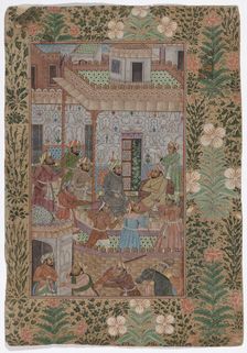 Meeting-men in three "floors", Indian miniature, c1800. Creator: Unknown
