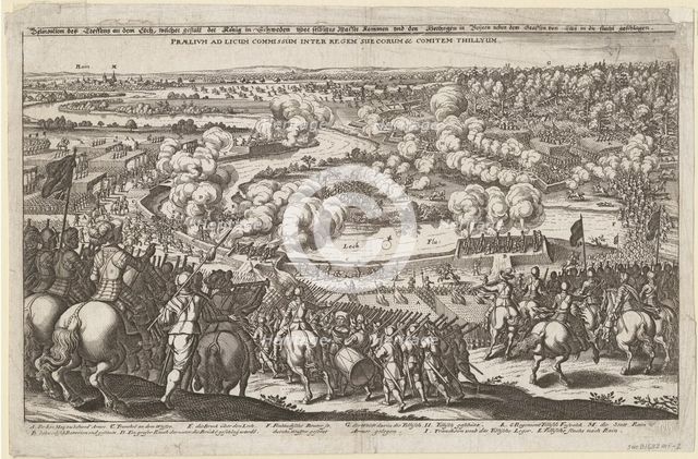 Meeting near Rain by the River Lech on 5 April 1632. Gustaphus Adolphus forces to cross the Lech, 16