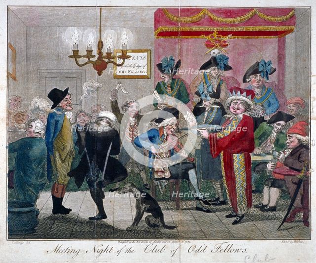 'Meeting Night of the Club of Odd Fellows', 1789. Artist: John Barlow
