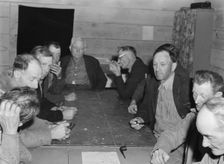 Meeting of the camp council, FSA camp, Farmersville, California, 1939. Creator: Dorothea Lange